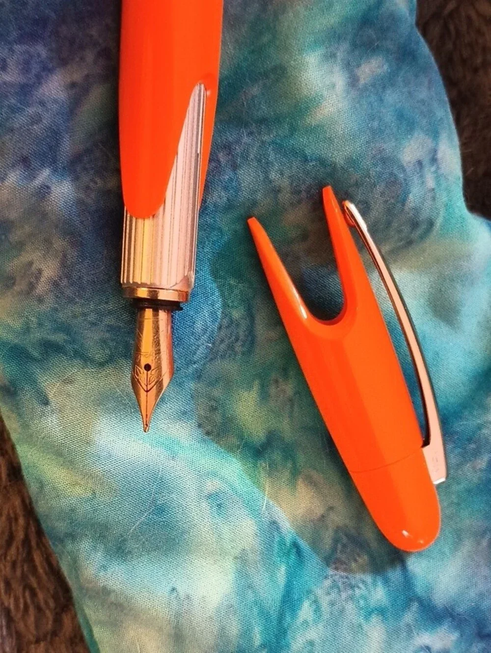 Stipula Speed Orange Fountain Pen with Chrome Accents, Medium Nib Size